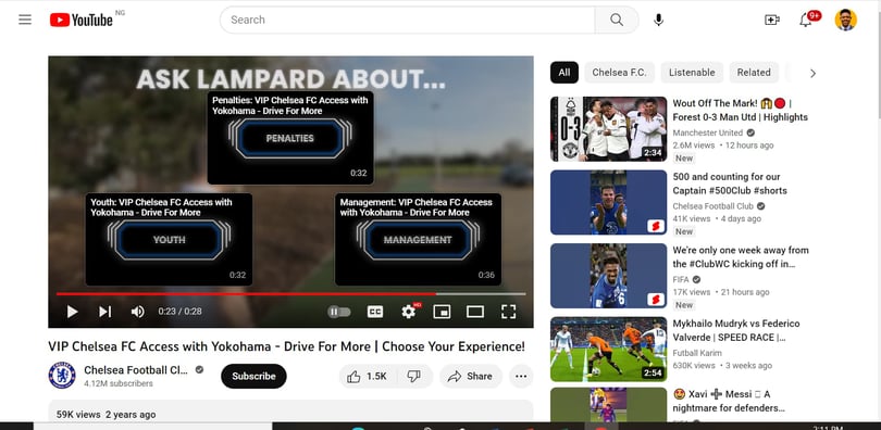 Chelsea FC Access interactive video example