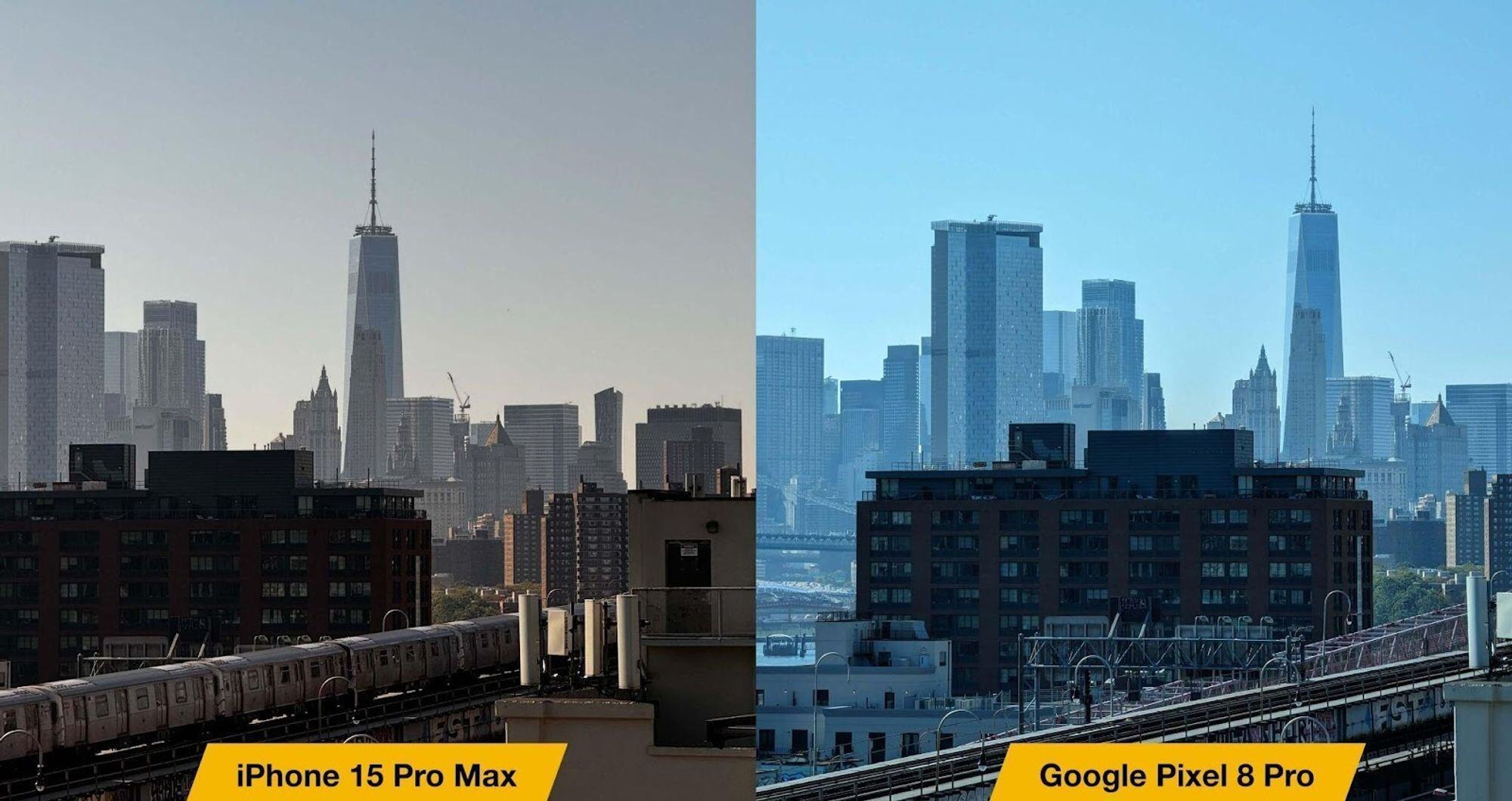 Difference in image quality between Google Pixel 8 and the iPhone 15