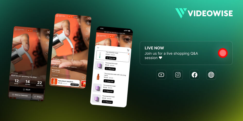 Live shopping with videowise instantly