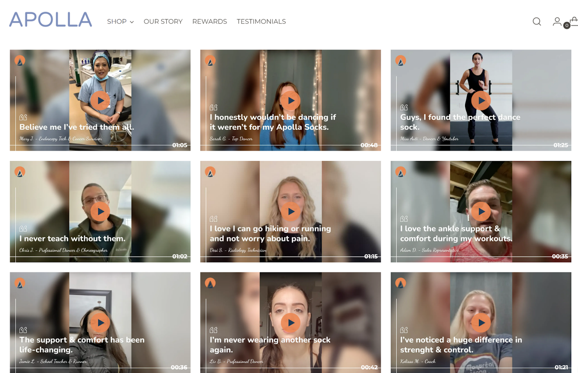 Video testimonials from Apolla’s official website