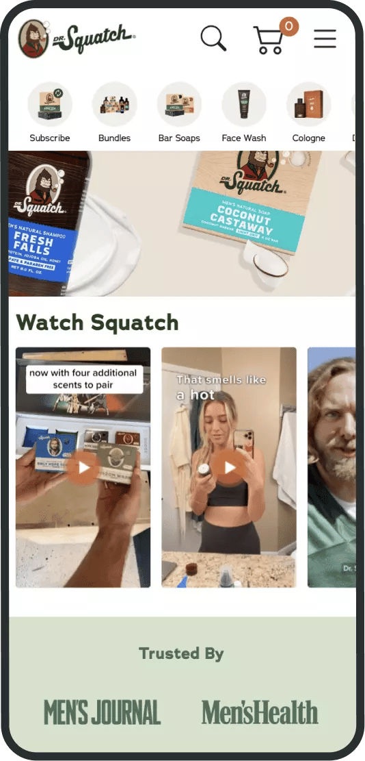 Shopify shoppable video Dr. Squatch