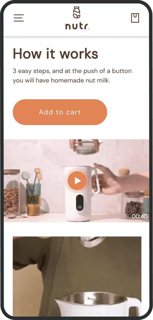Shopify shoppable video Nutr