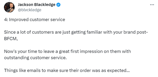 high-quality customer service after BFCM