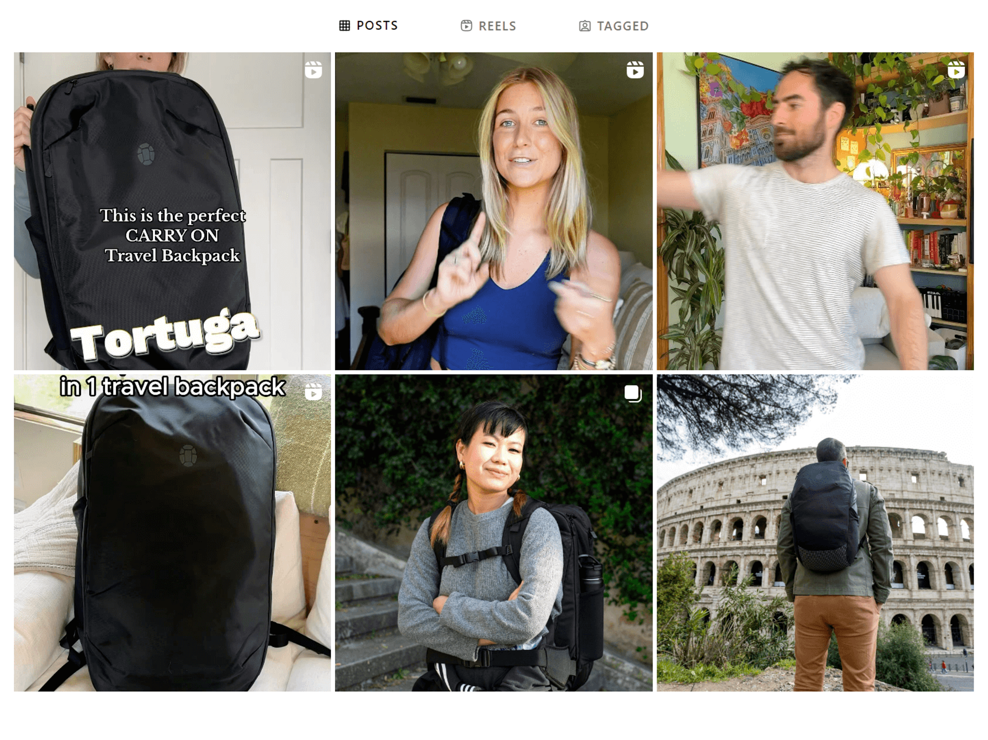 image 3Tortuga Backpack’s Instagram page featuring user-generated content