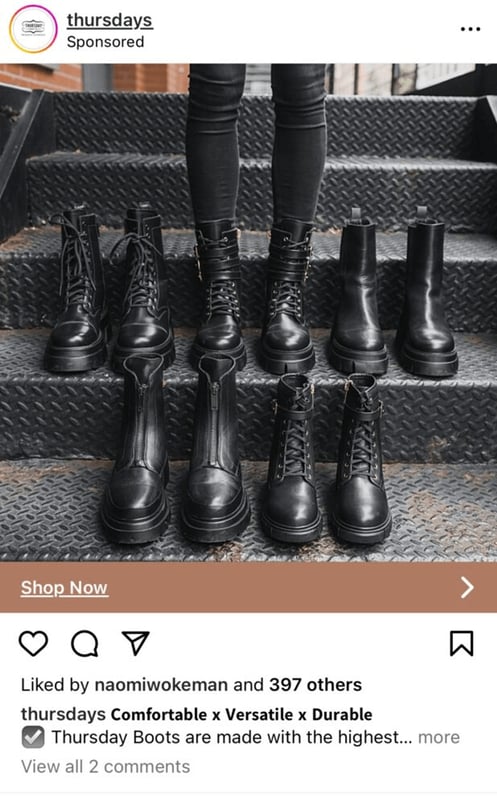 A static ad by the Thursday Boot Company