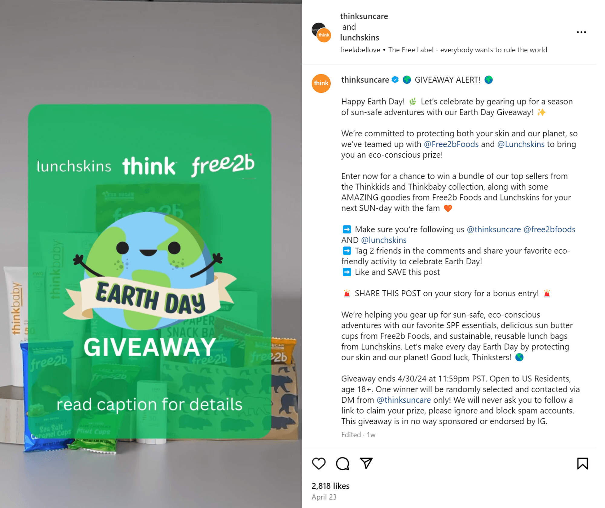 Think Sun’s and Lunchskins’ collaboration on a giveaway contest