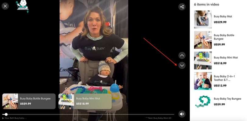 shoppable video example for busy baby mat