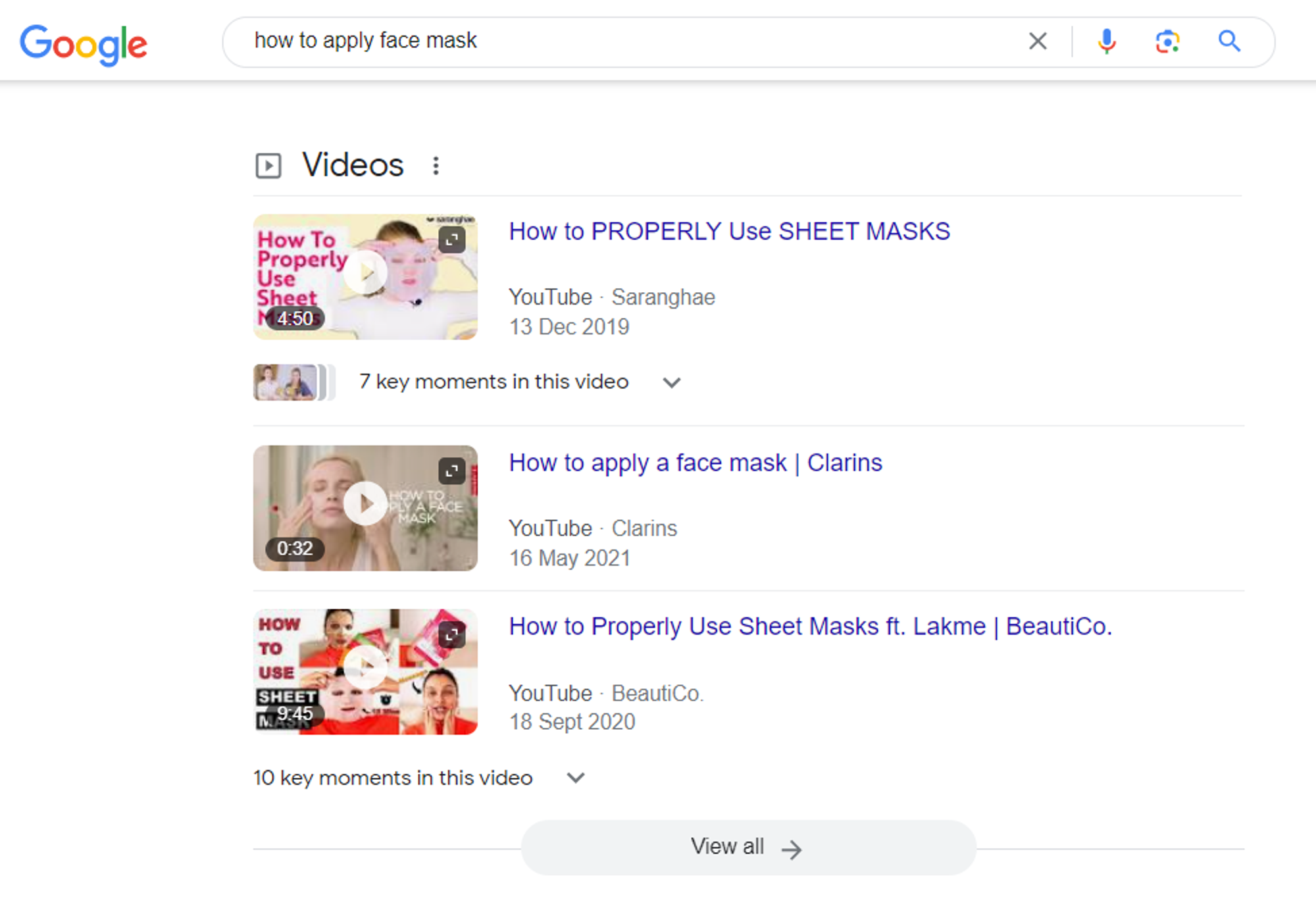 video carousel search result